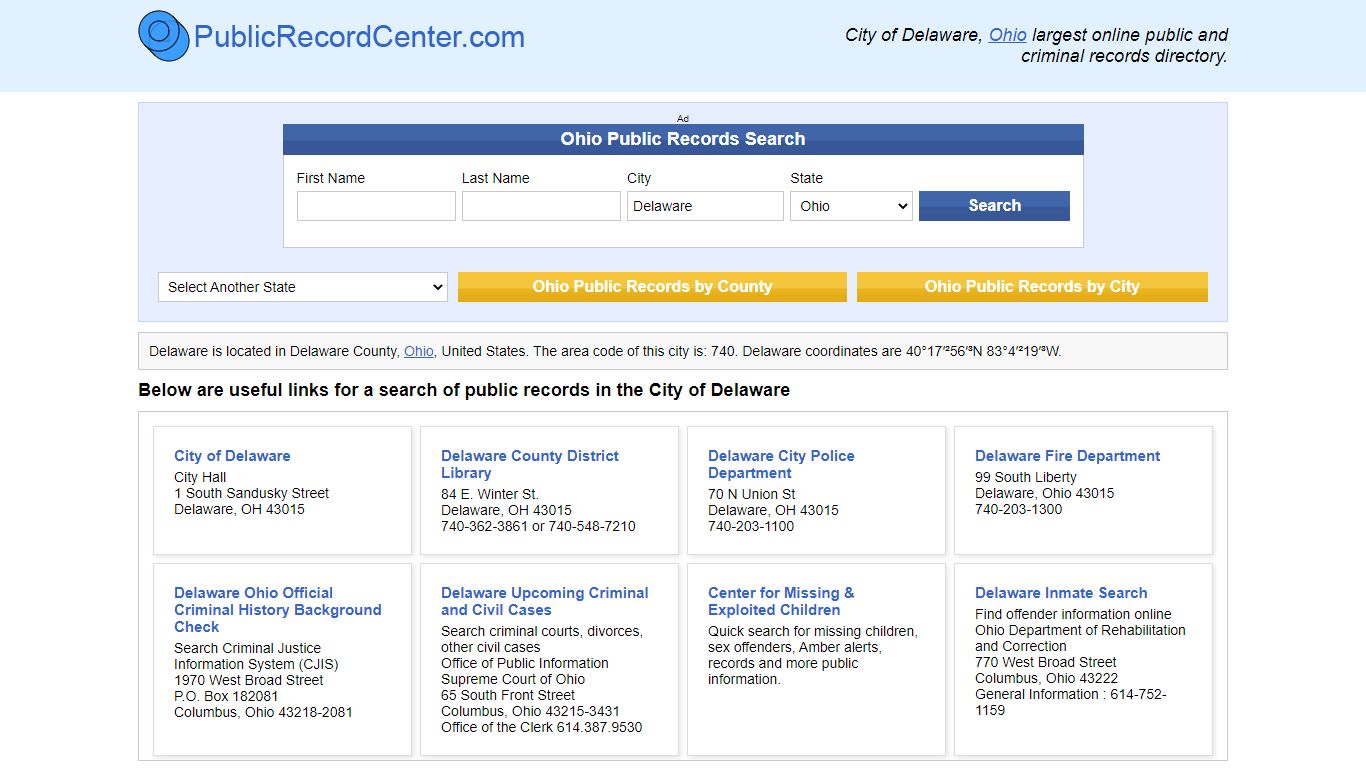 Delaware, OH Public Records and Criminal Background Check